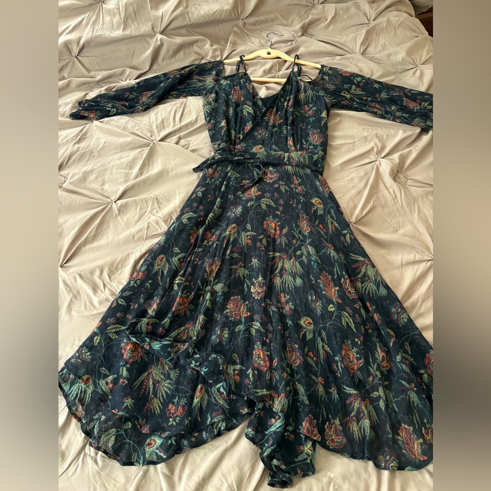 Floral Wrap 100% Silk Wedding Guest Dress